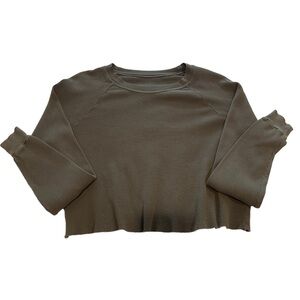 Waffle knit, cropped long-sleeve